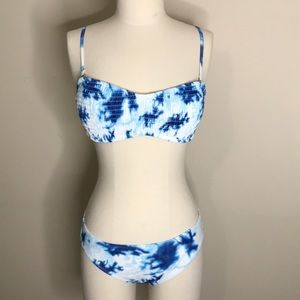 NWOT Bikini 3-Pc Blue & White Unusual Tie Dye Med